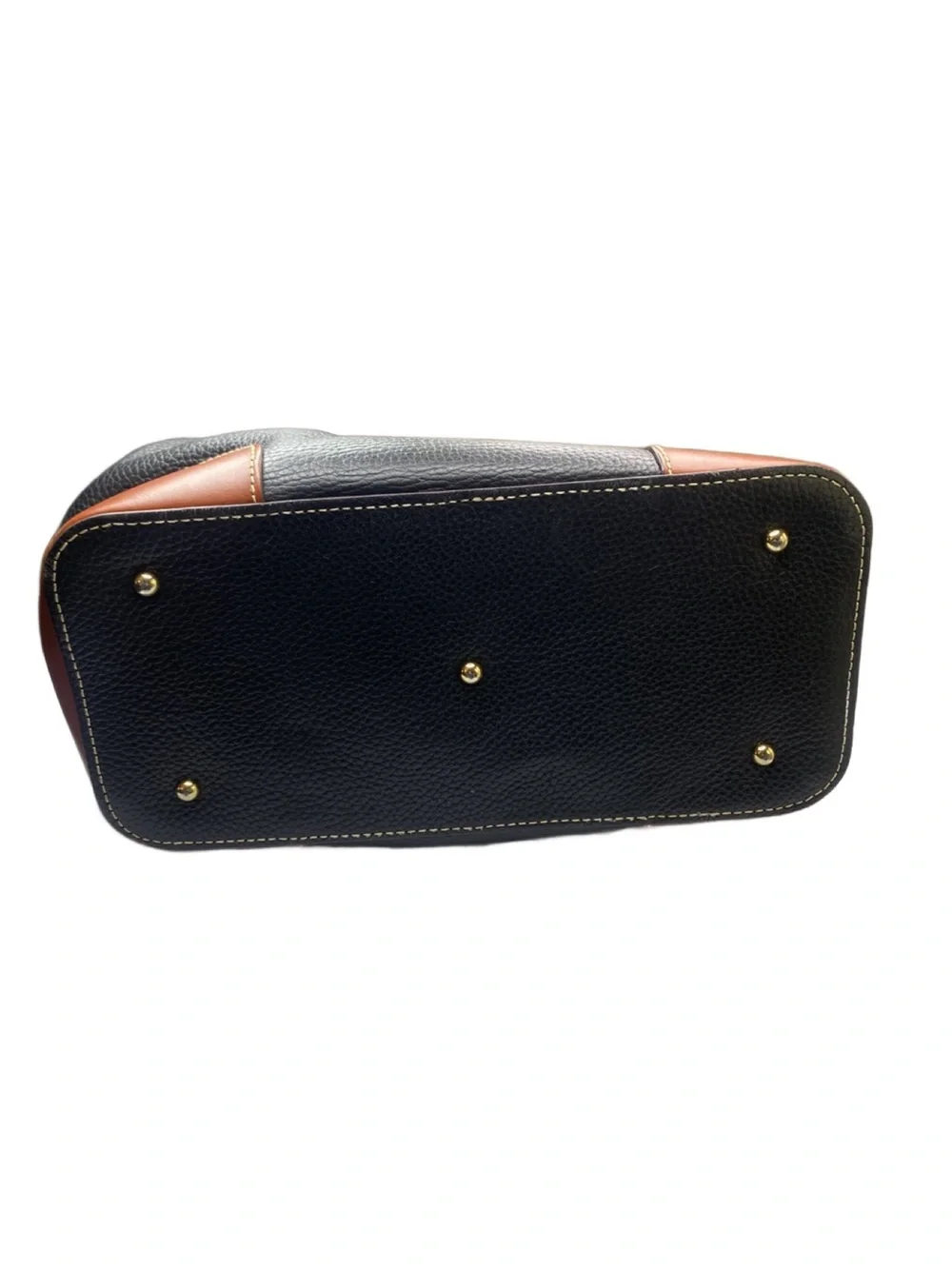 Dooney & Bourke Black and Tan Pebble Leather Satchel with Top Handles
